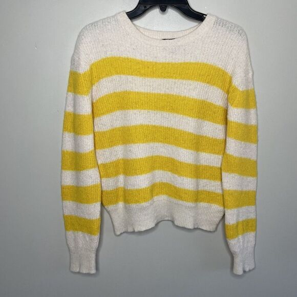 A.P.C. Womens Lia Yellow-Stripe Pullover Sweater Sz XL Alpaca-Wool-Blend Paris - Picture 2 of 7